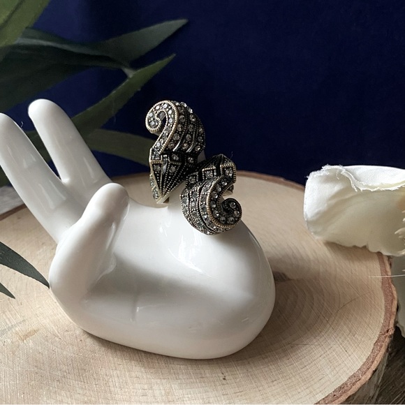 Heidi Daus ‘Simply Sophisticated’ Art Deco Style, Crystal Pave Bypass Ring - Picture 4 of 15